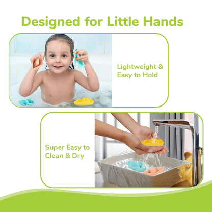 Orapple Floater Baby Bath Toys - BPA-Free Silicone Floating Toys (Pack of 3) - Boat Multi
