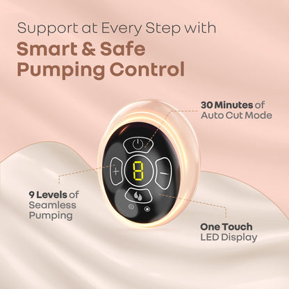 Lactella Comfort Breast Pump With Dual Modes, 9 Levels & LED Display & USB charging - Peach