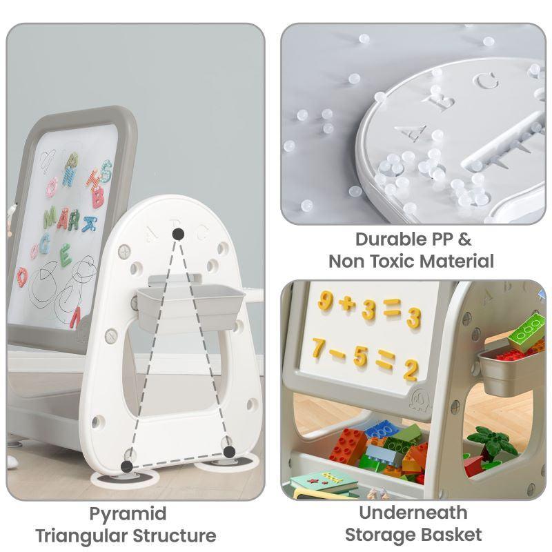 Little Genius Picasso – Multifunctional Kids Study Table Chair Set - White Grey