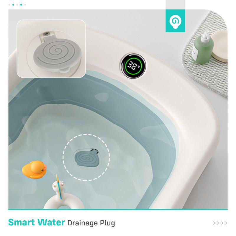 Bubble Double Smart Baby Bath Tub With Smart Water Temperature Plug - Grey White