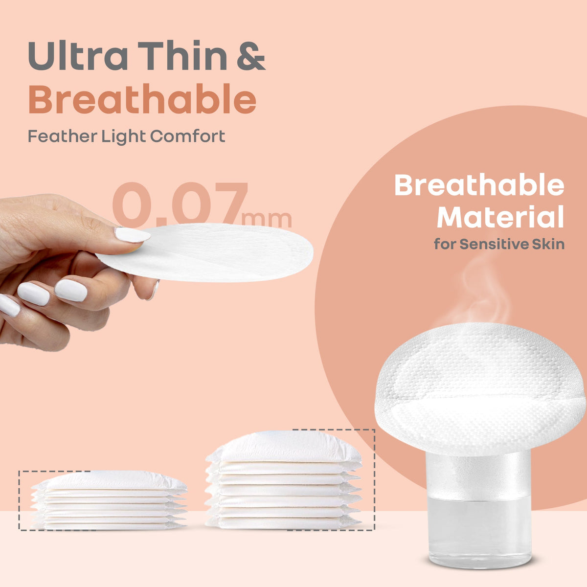 Comfy Shield Breast Pads for Moms - 24-Hour Day & Night Leak Protection - White