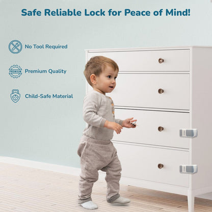 Protector Plus Drawer Locker Baby Safety Lock for Drawers - Grey