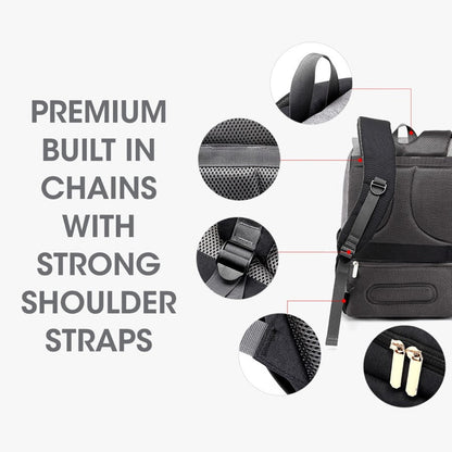Caramello Smart Premium Diaper Bag for Moms & Dads with USB & Trolley Strap - Black Grey