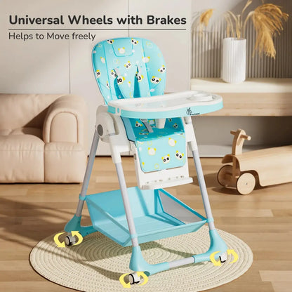 Marshmallow High Chair - 7 Level Height Adjustment, 3 Recline Modes, Adjustable & Removable Double Meal Tray, 6 months-5 years - Green