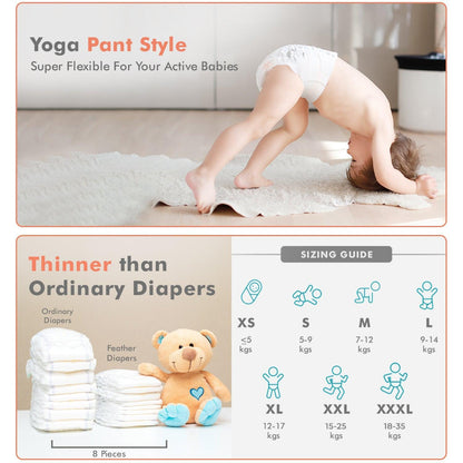 Feather Baby Diapers - Soft Pant Style for Newborns to Toddlers, Chemical-free, Leak-Proof