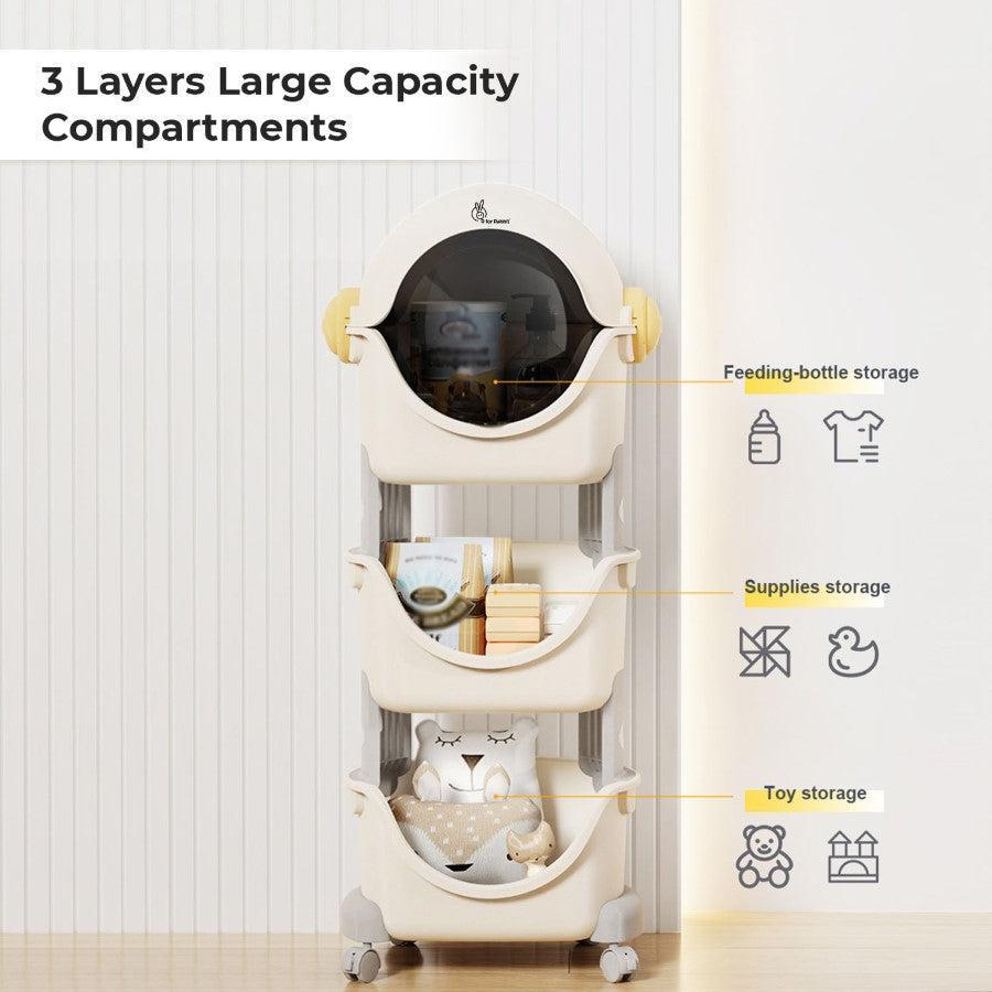 Little Genius Astro Kid's Toys and Stationery Storage Organizer - White Grey
