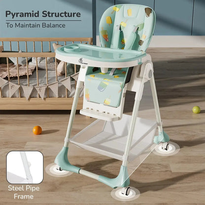 Marshmallow High Chair - 7 Level Height Adjustment, 3 Recline Modes, Adjustable & Removable Double Meal Tray, 6 months-5 years - Candy Blue