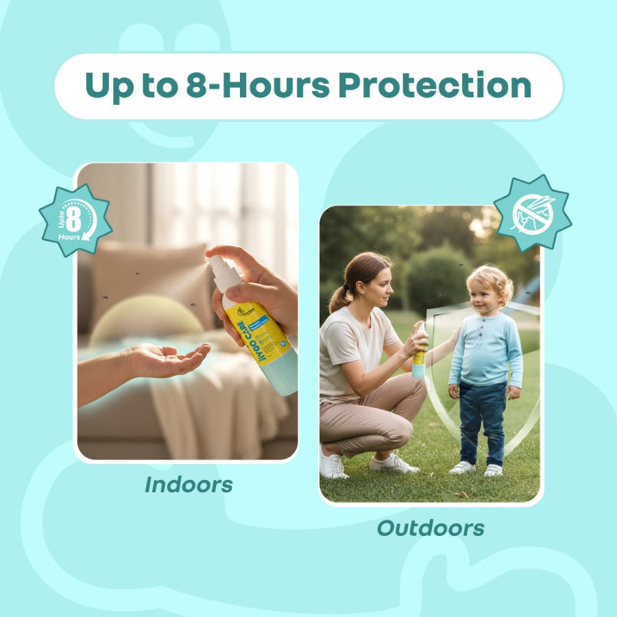 Hygocare Natural Mosquito Repellent Spray for Babies - 8 Hours Protection, DEET-Free (100ml) - White
