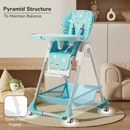 Marshmallow High Chair - 7 Level Height Adjustment, 3 Recline Modes, Adjustable & Removable Double Meal Tray, 6 months-5 years - Green