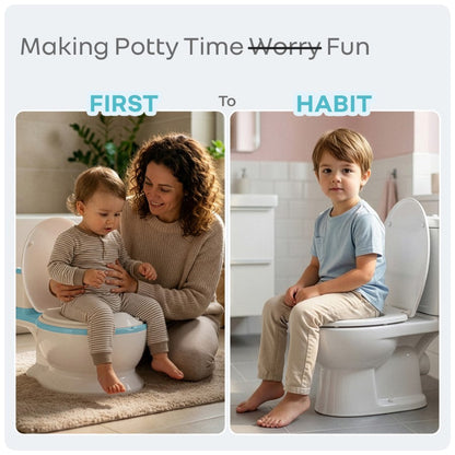 Little Grownup Tunes Musical Potty Seat For Toddlers With Cushion - Blue White