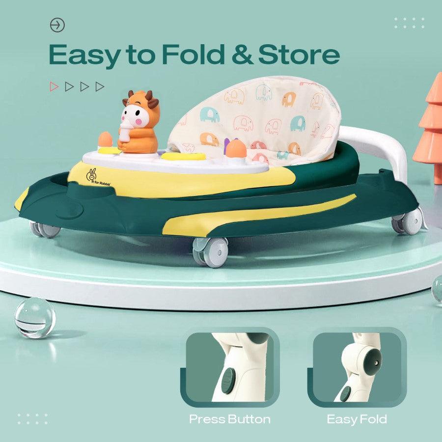 Little Feet Plus Walker - Detachable Toy Bar With Music & Light - Green Yellow
