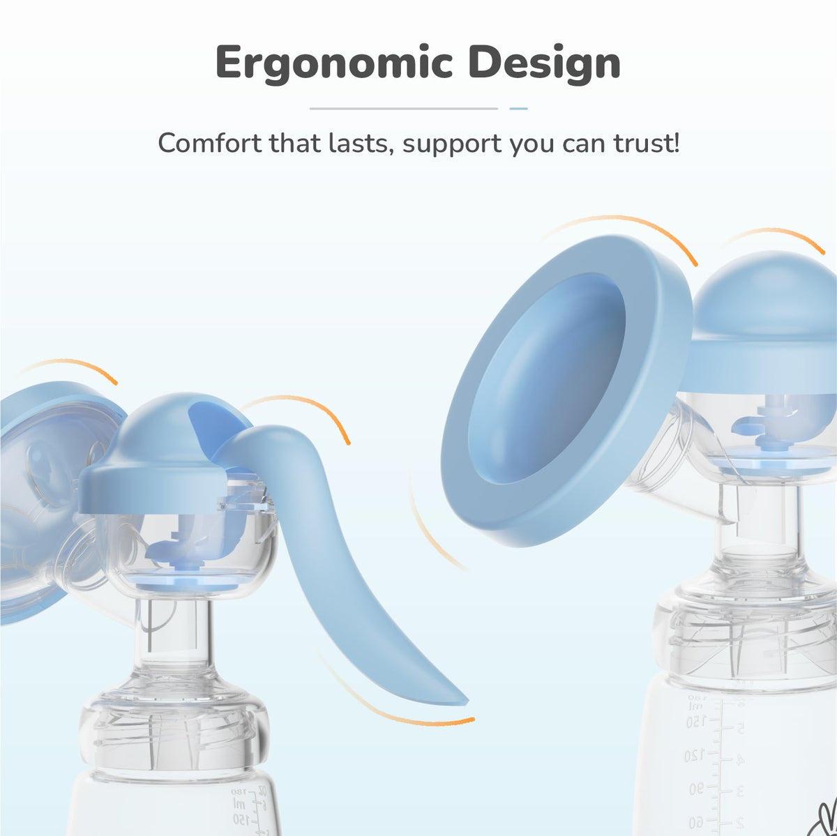First Feed Cozy Manual Feeding Breast Pump With 2 Suction Level Adjustment - Sky Blue