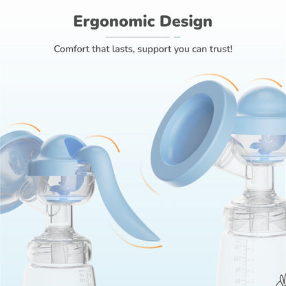 First Feed Cozy Manual Feeding Breast Pump With 2 Suction Level Adjustment - Sky Blue