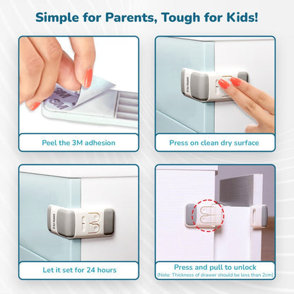 Protector Plus Drawer Locker Baby Safety Lock for Drawers - Grey