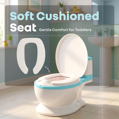Little Grownup Tunes Musical Potty Seat For Toddlers With Cushion - Blue White