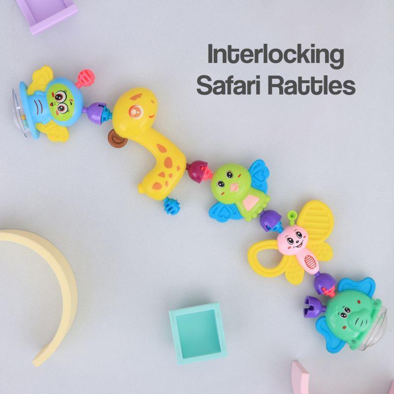 Jingle Safari Rattles BIS Certified for Safety - Set of 5 - BPA Free - Multicolor