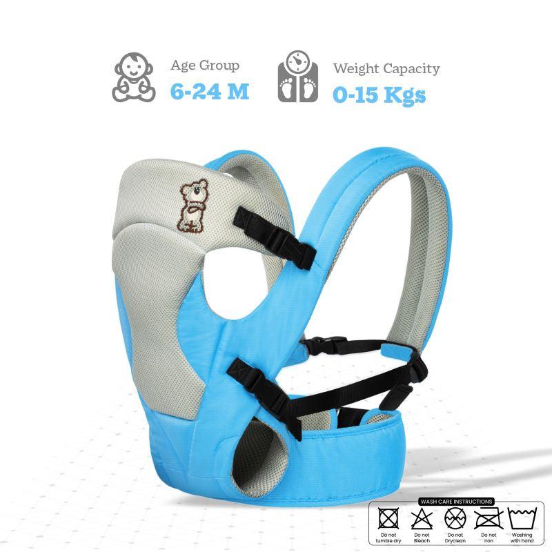 New Cuddle Snuggle Carriers cum Kangaroo Bag, Front / Back Baby Carrier Position, Foldable Head Support - Blue