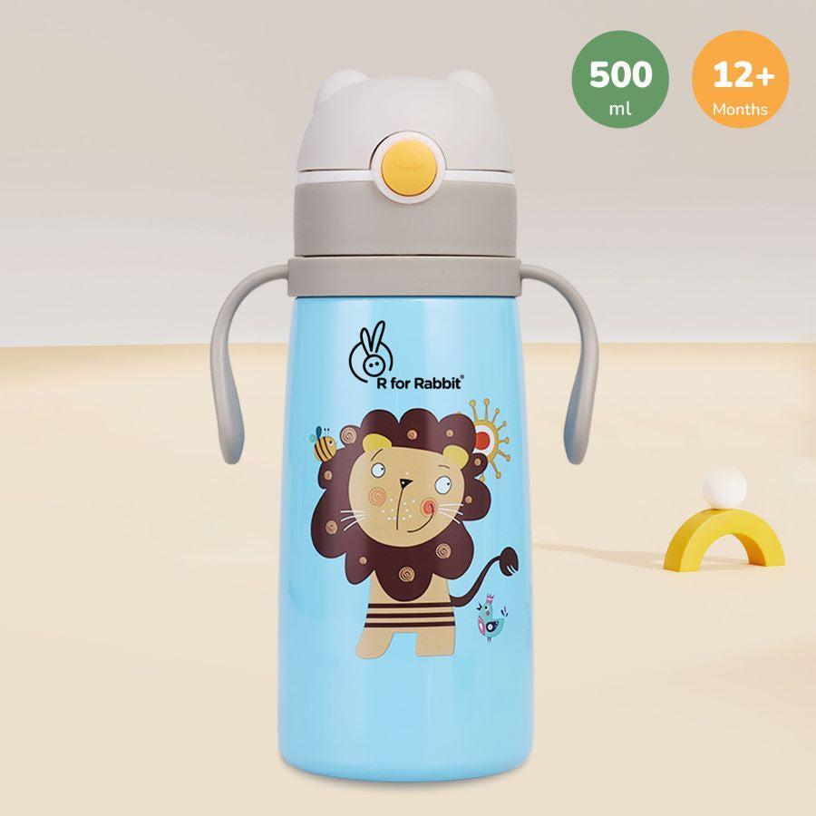 Steebo Safari Stainless Steel Sipper Bottle for Kids 500ml - Blue Lion