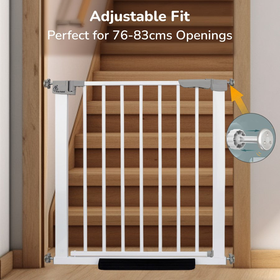 Safeguard Baby Safety Gate for Kids with Two-Way Auto-Close, No-Drill, Retractable Design & Adjustable Lock - White