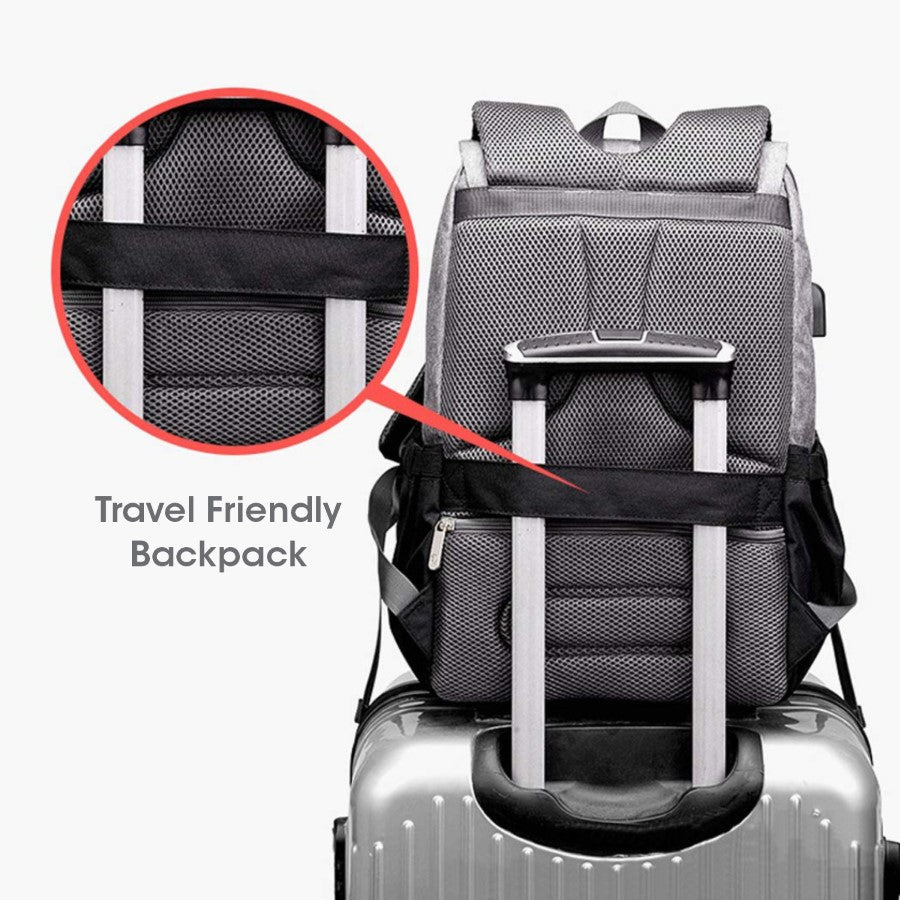 Caramello Smart Premium Diaper Bag for Moms & Dads with USB & Trolley Strap - Black Grey