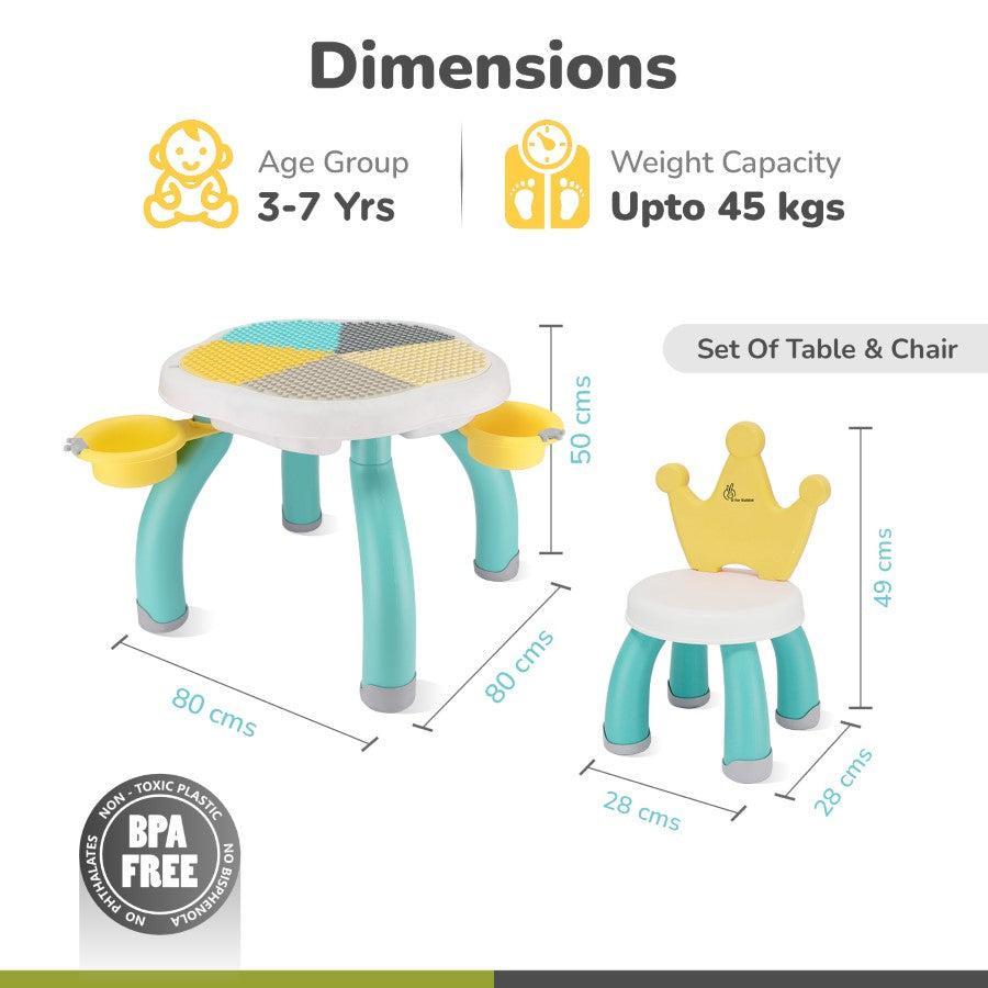 Little Genius Regal Kids Study Table With Chair - Green Multi