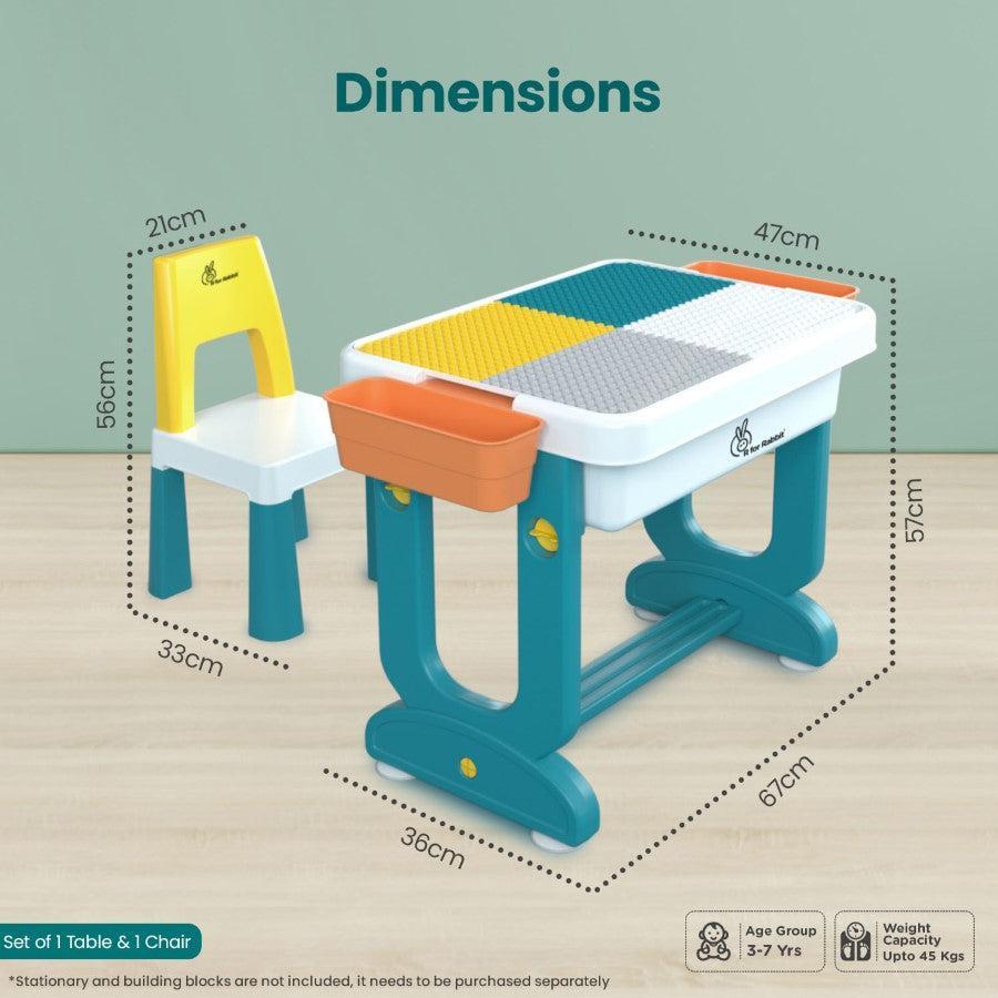 Little Genius Learner Kids Study Table Set with Chair - Blue White
