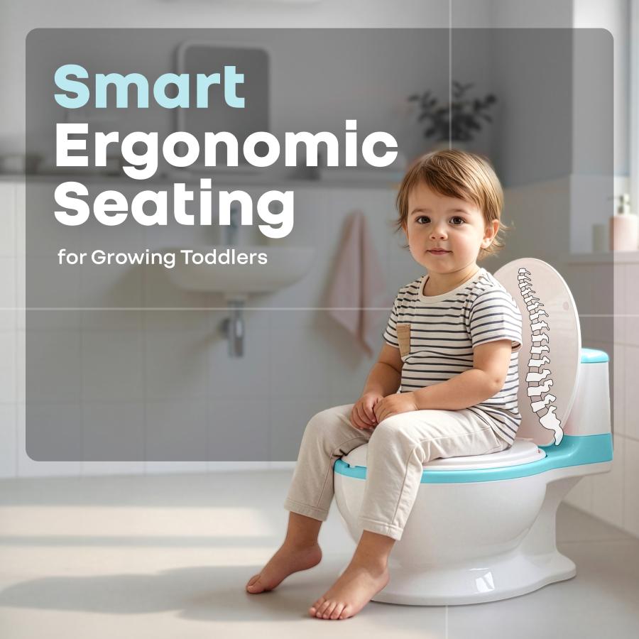 Little Grownup Tunes Musical Potty Seat For Toddlers With Cushion - Blue White