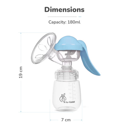First Feed Cozy Manual Feeding Breast Pump With 2 Suction Level Adjustment - Sky Blue