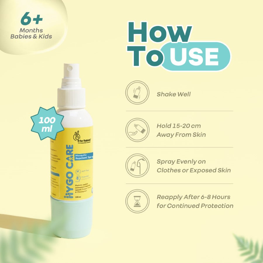 Hygocare Natural Mosquito Repellent Spray for Babies - 8 Hours Protection, DEET-Free (100ml) - White