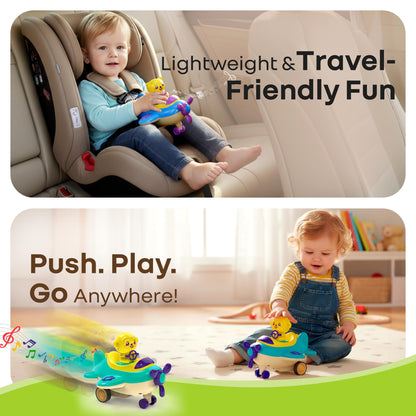 Orapple Aero Rider - BPA-Free, Non-Toxic Baby Airplane Push Toy with Lights & Music (Pack of 2) - Multi 1