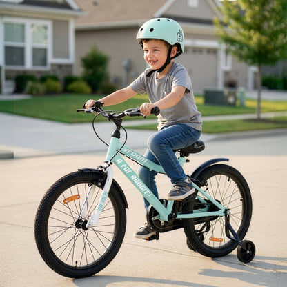 Vroom Bicycle For Kids 20 Inch With 90% Plug And Play For Ease Of Installation, Wide Training Wheels, Adjustable Seat, 7-10yrs, Upto 50kgs - Sea Green