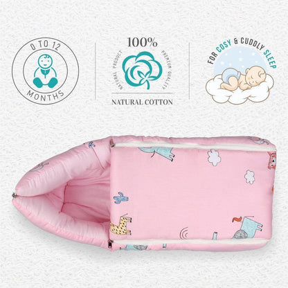 Snuggy Baby Bed - Easy to Carry, Convertible, High Quality Zip, 100% Natural Cotton - Blush Pink