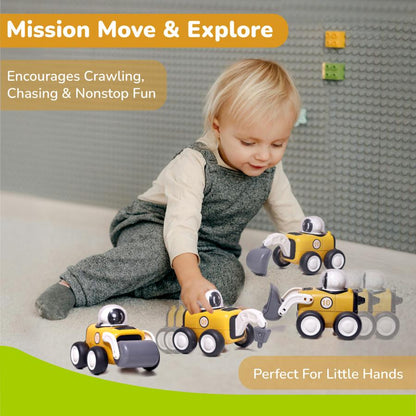 Orapple Rover 4-Piece Mini Construction Vehicle Set for Kids - Yellow Black