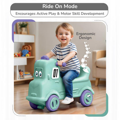 Rock N Ride 3-in-1 Balance Board, Ride On & Rocker for Kids (1-4 Years) - Green Purple