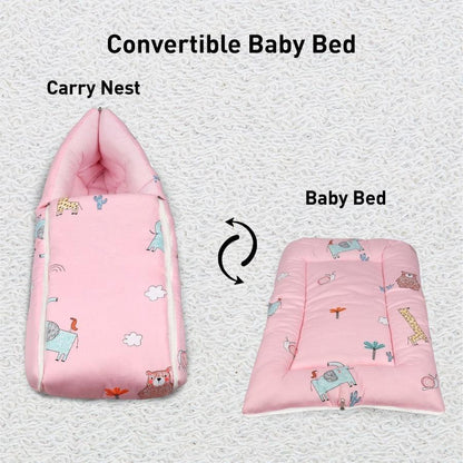 Snuggy Baby Bed - Easy to Carry, Convertible, High Quality Zip, 100% Natural Cotton - Blush Pink