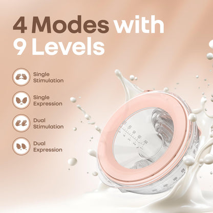 Lactella Duo Smart Breast Pump for Modern Moms With 4 modes, 9 Levels & Anti-Backflow - Peach