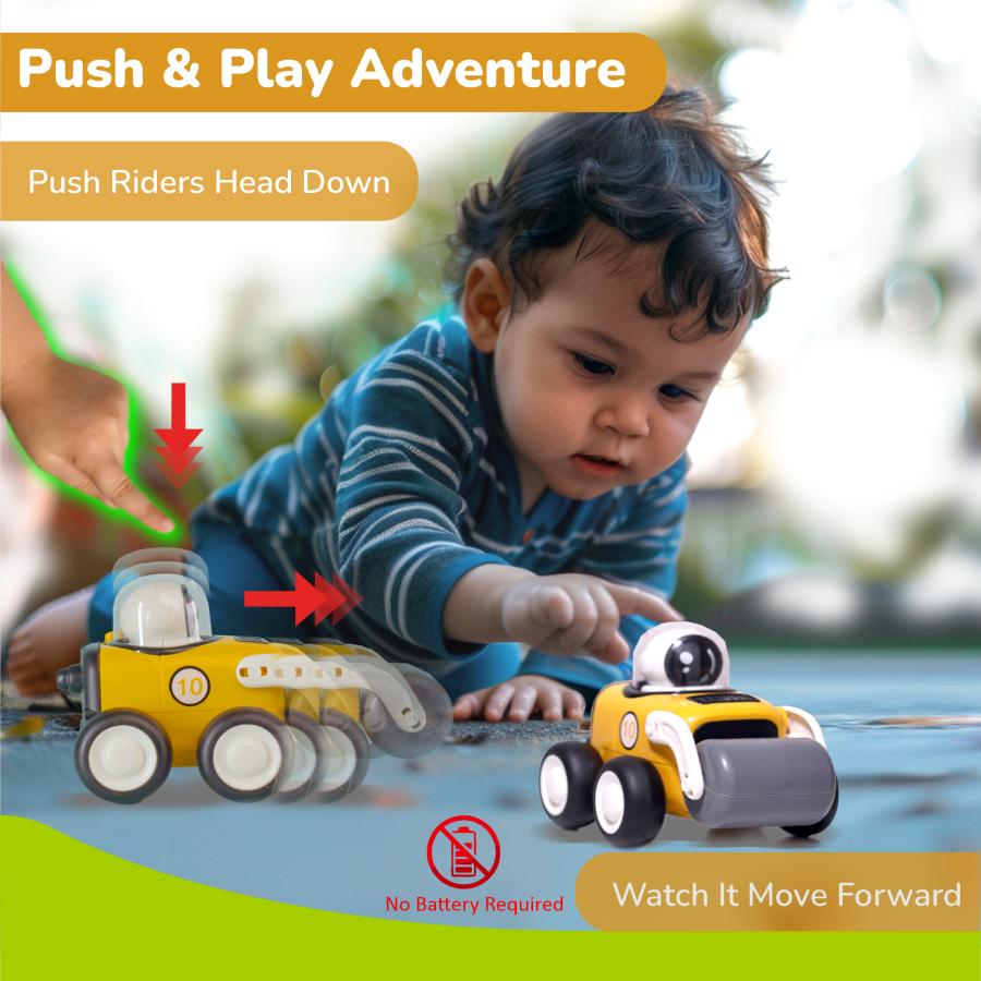 Orapple Rover 4-Piece Mini Construction Vehicle Set for Kids - Yellow Black