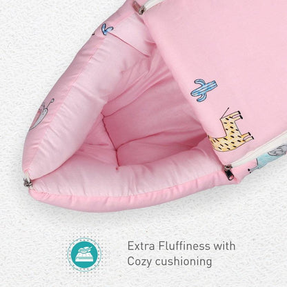 Snuggy Baby Bed - Easy to Carry, Convertible, High Quality Zip, 100% Natural Cotton - Blush Pink