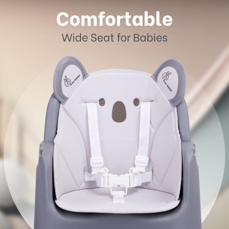 4 in 1 Cherry Berry Grand High Chair - Convertible, Removable Tray, Non Slippery-Anti Tipping, Booster Seat, Study Table & Chair Convertible - Teddy Grey