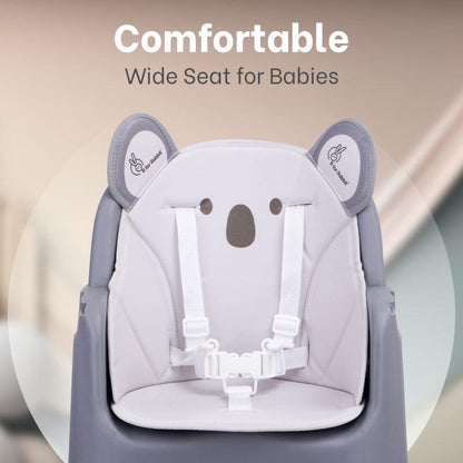 4 in 1 Cherry Berry Grand High Chair - Convertible, Removable Tray, Non Slippery-Anti Tipping, Booster Seat, Study Table & Chair Convertible - Teddy Grey