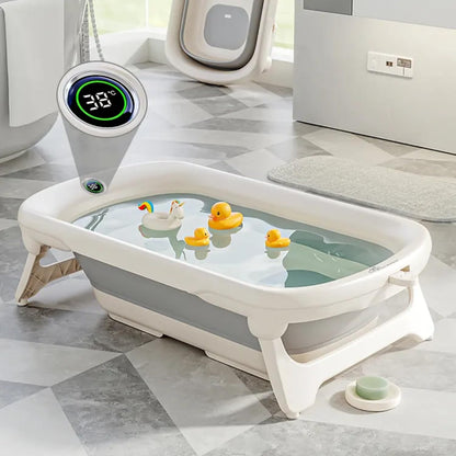 Bubble Double Smart Baby Bath Tub With Smart Water Temperature Plug - Grey White