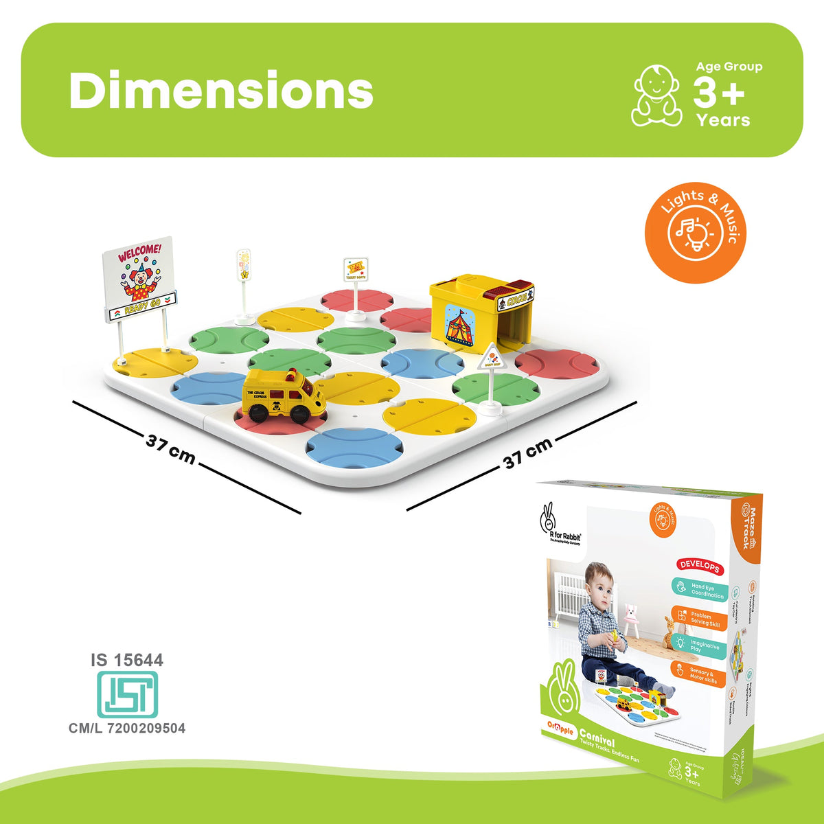 Orapple Carnival - Creative Building Toy with Tracks, Music & Lights, Ideal Gift for Kids 3+ - Multi 1