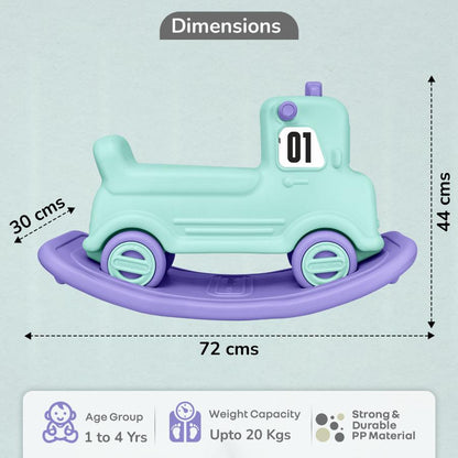 Rock N Ride 3-in-1 Balance Board, Ride On & Rocker for Kids (1-4 Years) - Green Purple