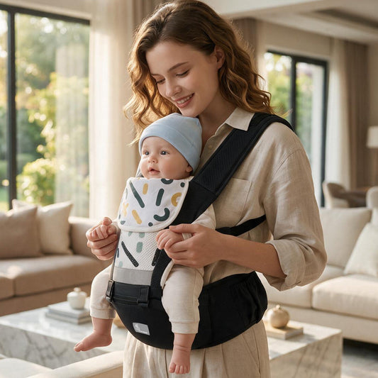 CuddleUp Care 5 in 1 Baby Carrier with Breathable Mesh and Dual Secure Waist Belt – Abstract Black