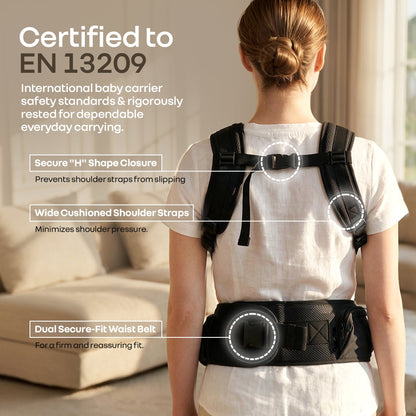 CuddleUp Care 5 in 1 Baby Carrier with Breathable Mesh and Dual Secure Waist Belt – Abstract Black