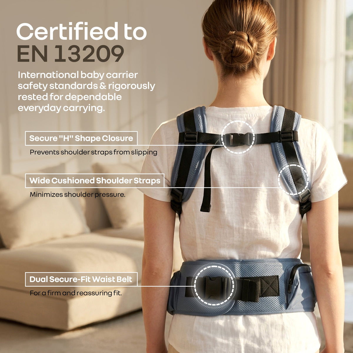 CuddleUp Care 5 in 1 Ergonomic Baby Carrier with M-Shape Hip Seat and H-Shape Back Support – Abstract Blue
