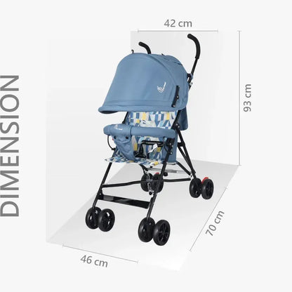 Pixie Buggy Stroller Easy to Fold and Store, UV Sun Protection Canopy, Rear Brakes, Storage Bag - Abstract Blue