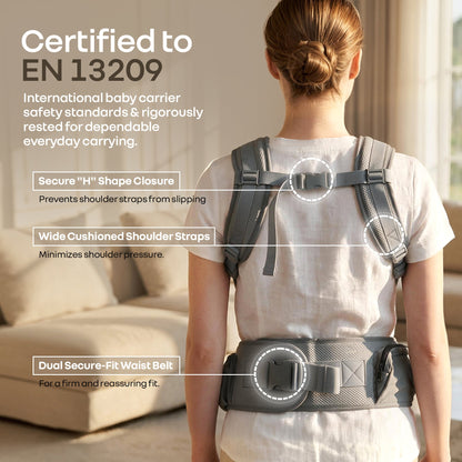 CuddleUp Care 5 in 1 Baby Carrier with 3D Silicone Anti-Slip Hip Seat and Lumbar Support – Abstract Grey