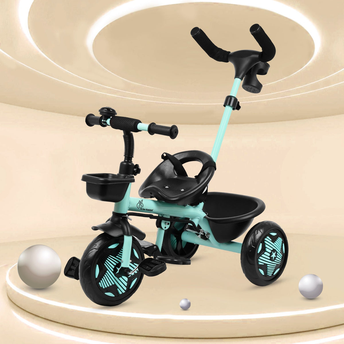 Tiny Toes R20 Ace Baby Tricycle – Smart Plug & Play Trike with Parental Control & EVA Wheels - Aqua Blue
