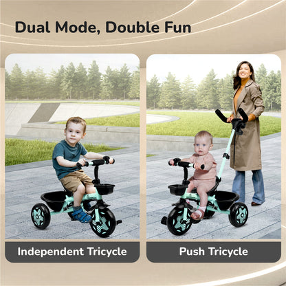 Tiny Toes R20 Ace Baby Tricycle – Smart Plug & Play Trike with Parental Control & EVA Wheels - Aqua Blue